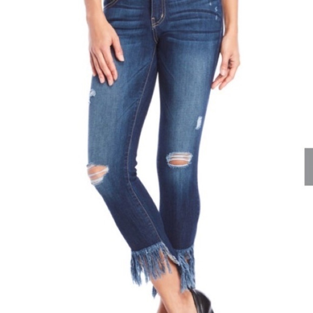 FLYING MONKEY Platinum Distressed Frayed Step Hem Crop Jeans Size 28